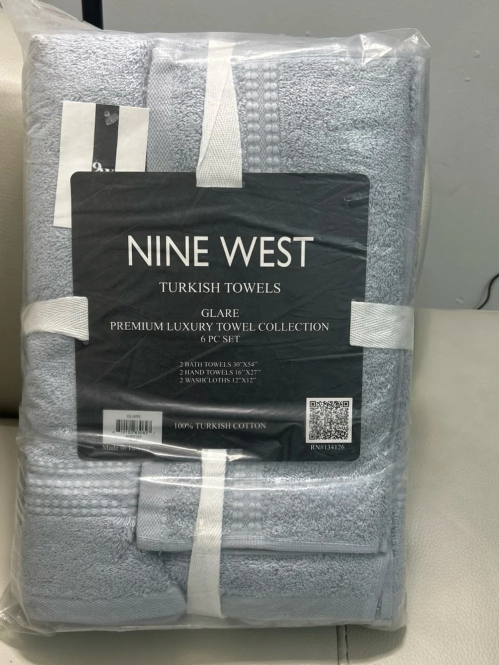Nine West Light Gray Turkish Towel Set - 6 Pc